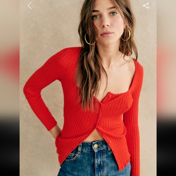 Sézane Ambroise Red Cardigan - Picture 3 of 5